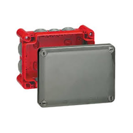 Boîte de dérivation Plexo IP55 - 10 entrées - 155 x 110 mm - Gris/rouge