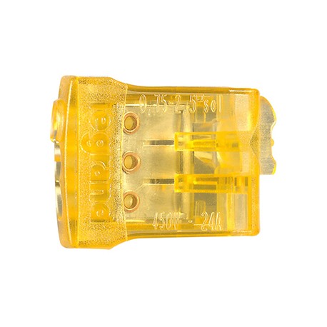 Borne de connexion Nylbloc - Sans vis - 3 entrées - Orange