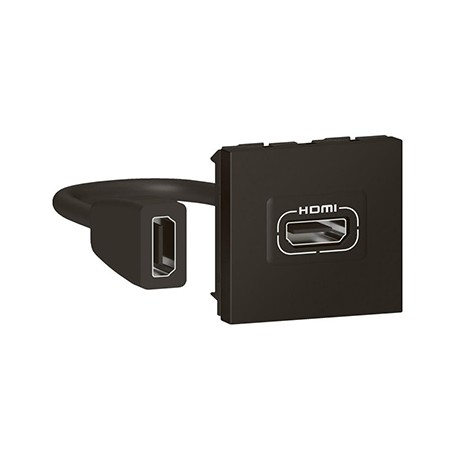 Prise audio vidéo HDMI Type-A Mosaic - Préconnectorisée - 2 modules - Noir mat