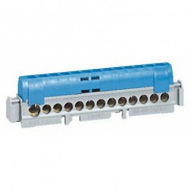 Bornier de répartition isolé IP2X - Neutre - 8x16mm2 - 75mm - Bleu