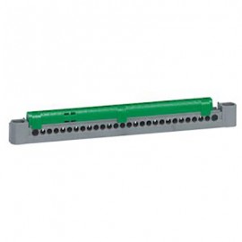 Bornier de répartition isolé IP2X - Terre - 1x25mm2 - 227mm - Vert