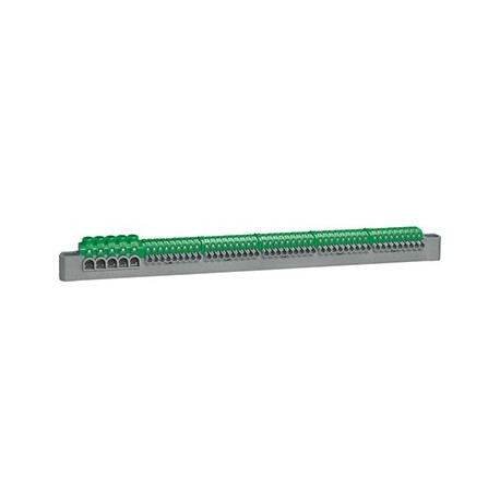 Bornier de répartition isolé IP2X - Terre - 5x25mm2 - 332mm - Vert