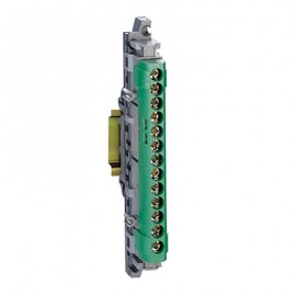 Bornier de répartition isolé IP2X - Terre - 1x25mm2 - 113mm - Vert