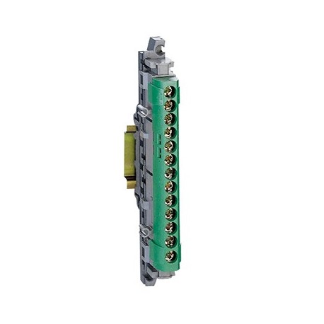 Bornier de répartition isolé IP2X - Terre - 1x25mm2 - 113mm - Vert