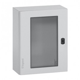 Coffret métal Atlantic - Vertical - Porte vitrée -  400x300x200mm - IP66 - Gris clair
