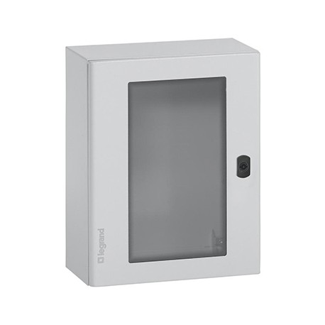 Coffret métal Atlantic - Vertical - Porte vitrée - 400x300x200mm - IP66 - Gris clair