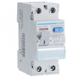 Interrupteur différentiel - 2P - 63A - 30mA - Type A