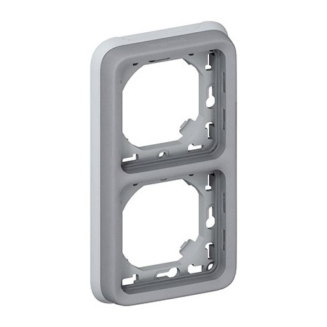 Support de plaque Plexo IP55 - 2 postes verticaux - Gris