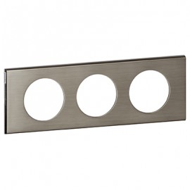 Plaque métallique Céliane - Inox brossé - Triple horizontale / verticale 71mm