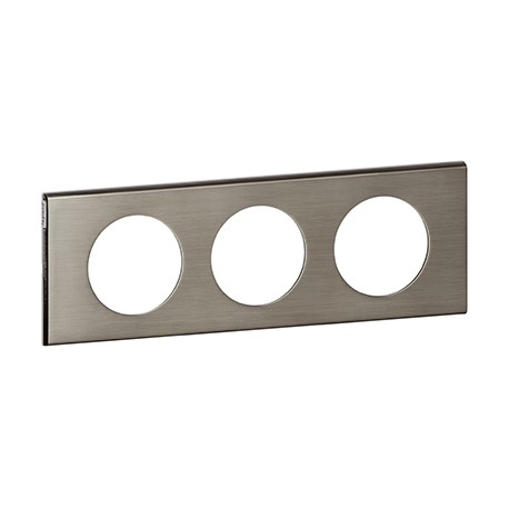 Plaque métallique Céliane - Inox brossé - Triple horizontale / verticale 71mm