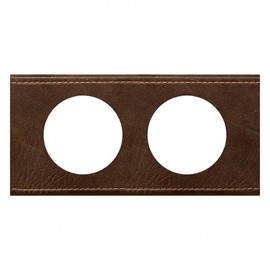 Plaque cuirée Céliane - Cuir brun texturé - Double horizontale / verticale 71mm