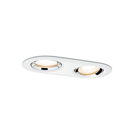 Spot encastré LED Nova orientable - Blanc/chromé  - 2x7W - 2700K - IP65 - Dimmable - Avec ampoule
