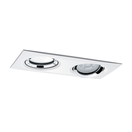 Spot encastré LED Nova orientable - Blanc/chromé - 2x7W - 2700K - IP65 - Dimmable - Avec ampoule