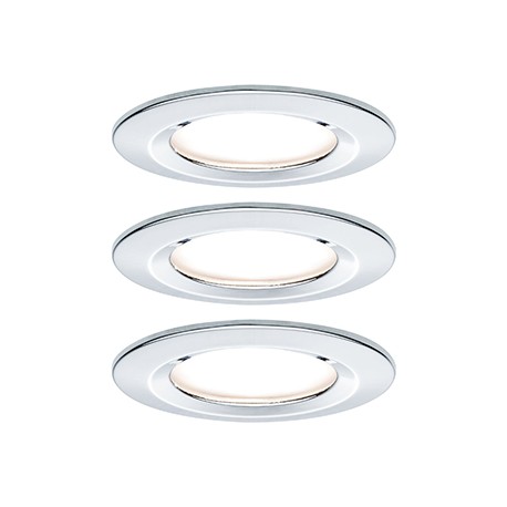 Lot de 3 spots encastrés fixes Nova LED Coin Paulmann - Rond - 3x6W - 2700 - IP44 - Chrome