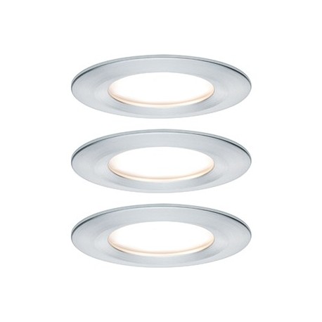 Lot de 3 spots encastrés fixes Nova LED Coin Paulmann - Rond - 3x6W - 2700 - IP44 - Alu