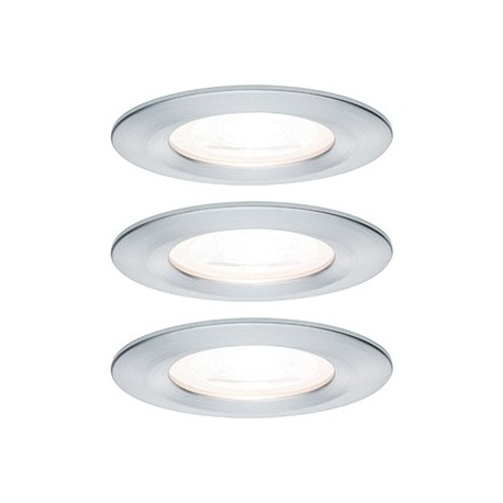 Lot de 3 spots encastrés LED Nova - GU10 - Alu - 6,5W - 2700K - IP44 - Avec ampoule