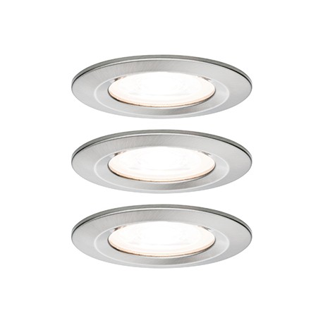 Lot de 3 spots encastrés LED Nova - GU10 - Acier - 6,5W - 2700K - IP44 - Avec ampoule