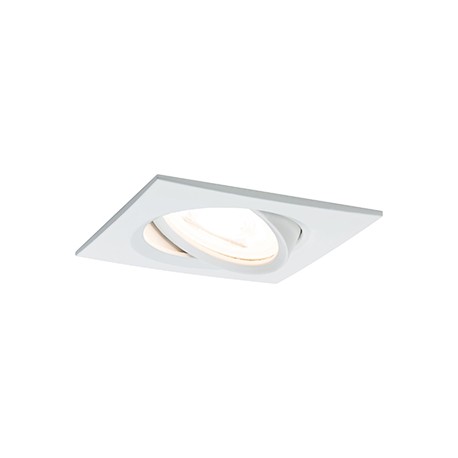Spot encastré LED Nova coin - Carré - GU10 - Blanc - 6,5W - 2700K - IP23 - Avec ampoule