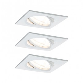 Lot de 3 spots encastrés orientables Nova LED Coin Paulmann - Carré - 6W - 2700K - 230V - Blanc