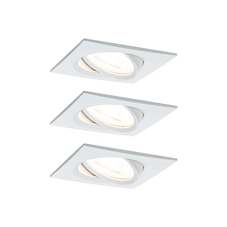 Lot de 3 spots encastrés orientables Nova LED Coin Paulmann - Carré - 6W - 2700K - 230V - Blanc