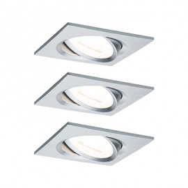 Lot de 3 spots encastrés orientables Nova LED Coin Paulmann - Carré - 6W - 2700K - 230V - Alu