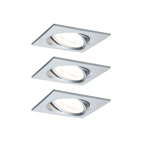 Lot de 3 spots encastrés orientables Nova LED Coin Paulmann - Carré - 6W - 2700K - 230V - Alu