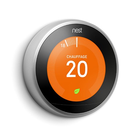 Learning thermostat connecté - Wifi - LCD - Inox