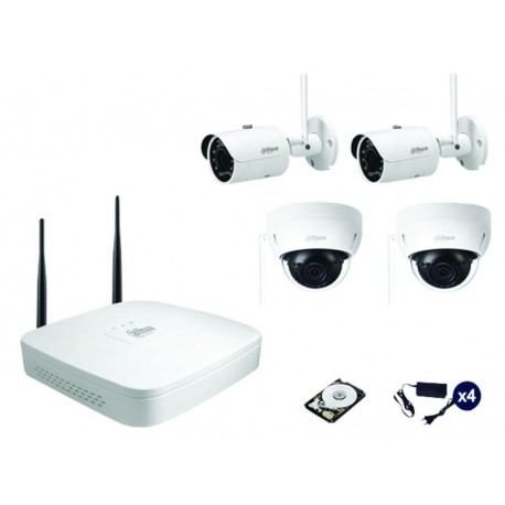 Kit de vidéosurveillance IP - 2 dômes + 2 caméras 3MP - Wi-Fi 