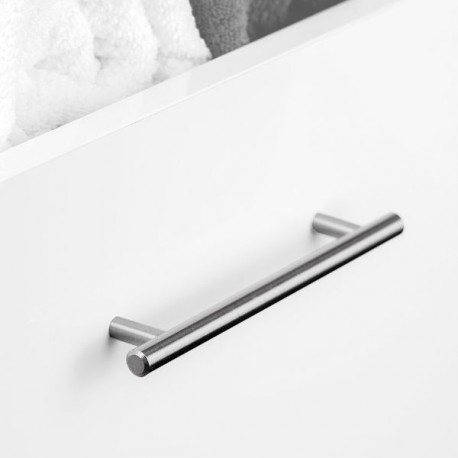 Poignée pour meuble Orlando - Entraxe 128mm - ø12mm - Acier - Nickel satiné