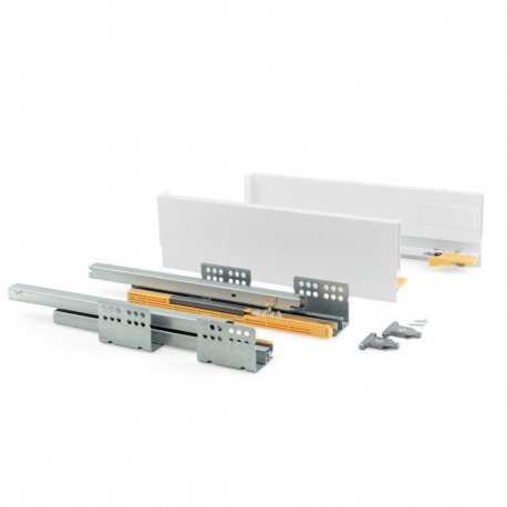Kit de tiroir pour cuisine et sdb Concept - H. 185mm - P. 500mm - Fermeture amortie - Acier - Blanc