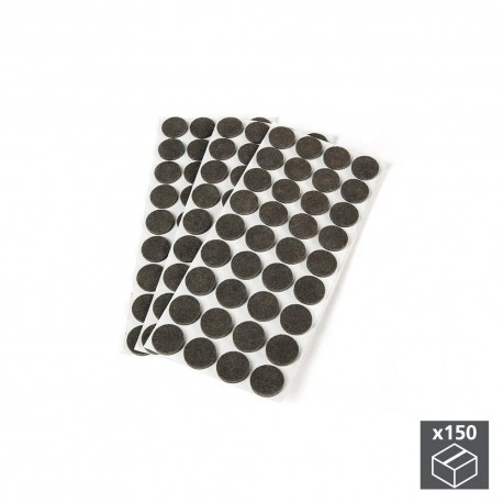 Lot de 150 patins en feutre pour meubles - Adhésifs - Circulaires - ø16mm - Marron 