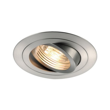 Spot LED encastré NEW TRIA 1 - Orientable - 50W - Rond - Aluminium brossé - Clips ressorts - Non dimmable