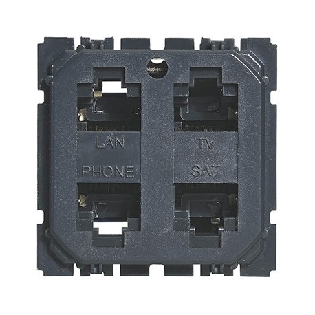 Prise quadruple RJ45 Céliane - Réseau Optimum - 2 modules
