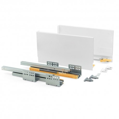 Kit de tiroir pour cuisine et sdb Concept - H. 138mm - P. 450mm - Fermeture amortie - Acier - Blanc
