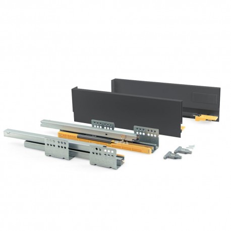 Kit de tiroir pour cuisine et sdb Concept - H. 105mm - P. 500mm - Fermeture amortie - Acier - Anthracite