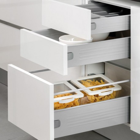 Kit de tiroir pour cuisine et sdb Ultrabox Emuca - H. 86mm - P. 500mm - Acier - Gris métallisé