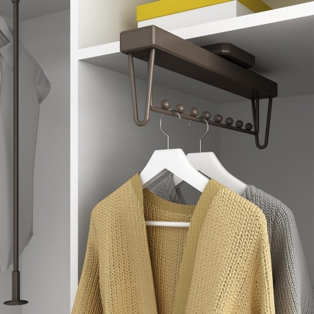 Porte-vêtements extractible - 445 mm - Alu - Moka - Fermeture amortie