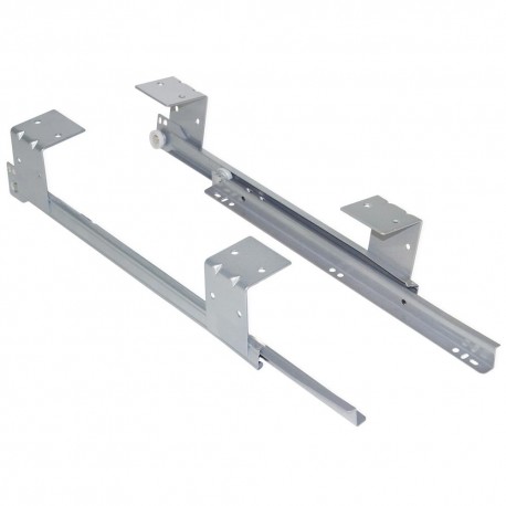 Paire de coulisses porte-clavier à galets - Fermeture avec chute - Acier - Gris métal