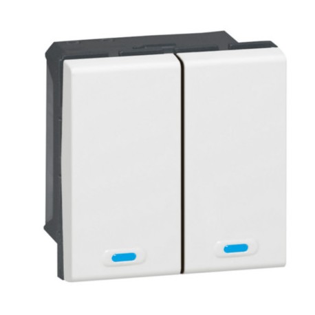 Commande filaire BUS KNX - Mosaic - 2 touches - 4 appuis - Blanc