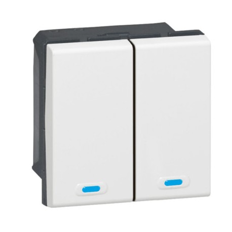 Commande filaire BUS KNX - Mosaic - 2 touches - 2 appuis - Blanc