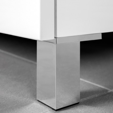 Lot de 4 pieds pour meuble Alumix - carrés - H. 120 mm - Plastique - Gris métallisé