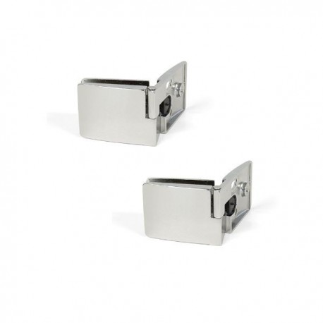 Jeu de charnières médianes pour porte en verre - Epaisseur 4 - 5 mm - Zamak - Chromé brillant