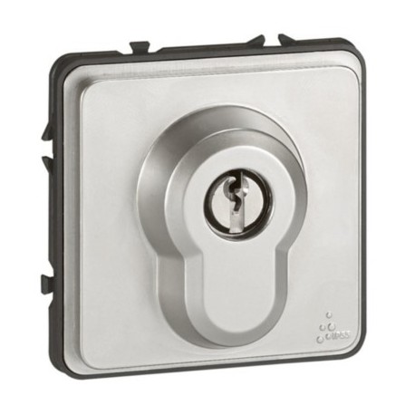 Poussoir à clé Soliroc - 6A - 1 modules - 3 positions - Chrome
