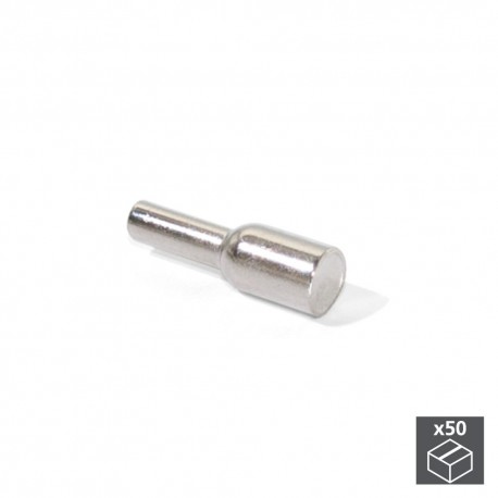 Lot de 50 taquets cylindriques pour étagères bois - Acier - Nickelé