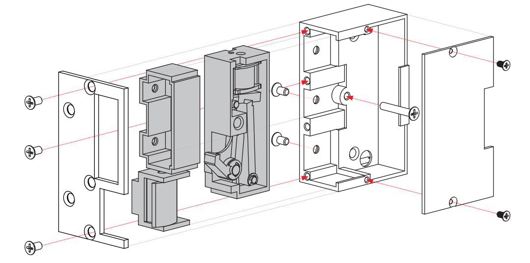 Gâches Applique électrique Réversible GARHT12 En Aluminium Horizontale 90mm 12v Acdc Non Symetrique 2 Temps Emission