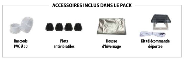 Accessoires inclus avec la PAC PX50 Full Inverter Zodiac