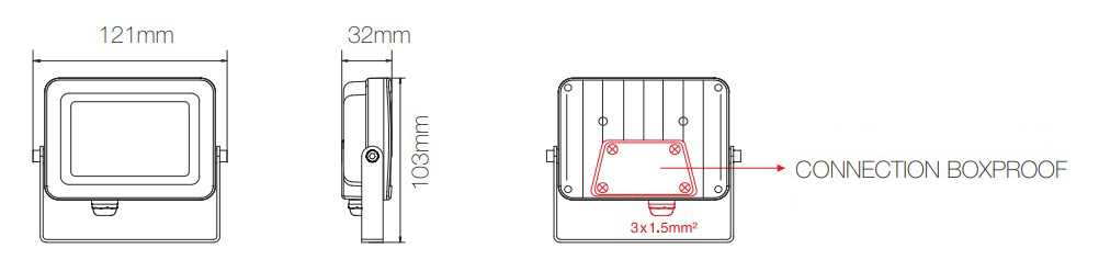 Dimensions projecteur extérieur gris 10W SKY