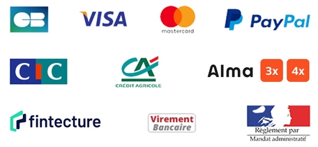 Methodes de paiement : carte bancaire, visa, mastercard, paypal, virements, en plusieurs fois...